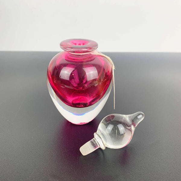 Australian art glass perfume bottle in pink by Robert Wynne