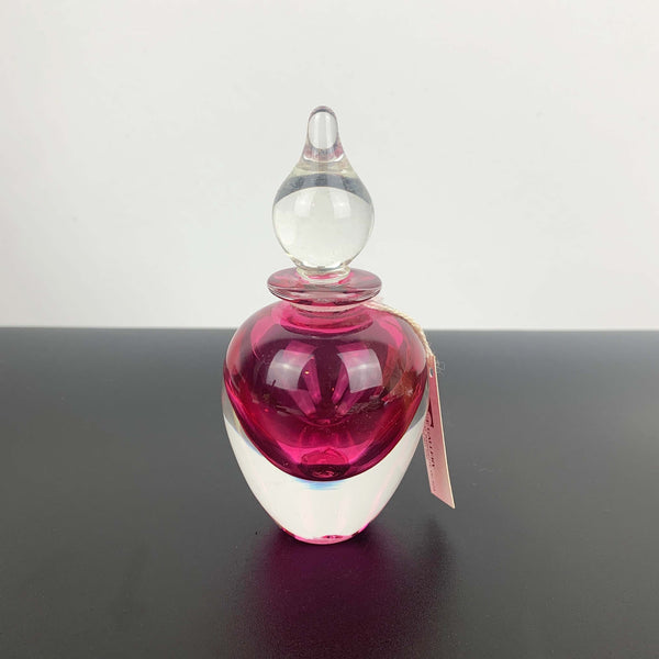 Australian art glass perfume bottle in pink by Robert Wynne