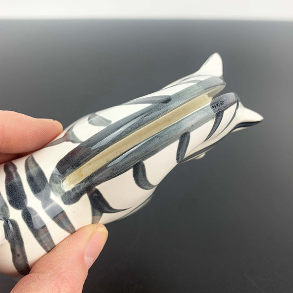 Hand painted zebra figurine with photo/card slot