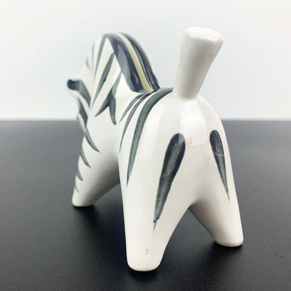 Hand painted zebra figurine with photo/card slot