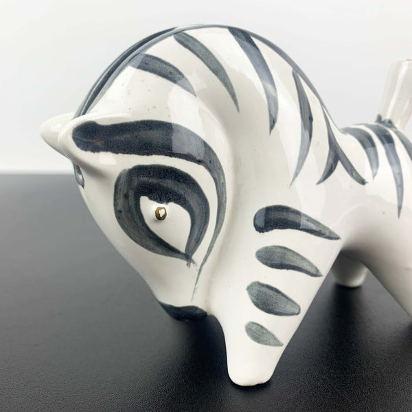 Hand painted zebra figurine with photo/card slot