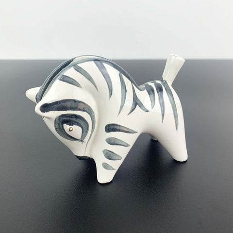 Hand painted zebra figurine with photo/card slot