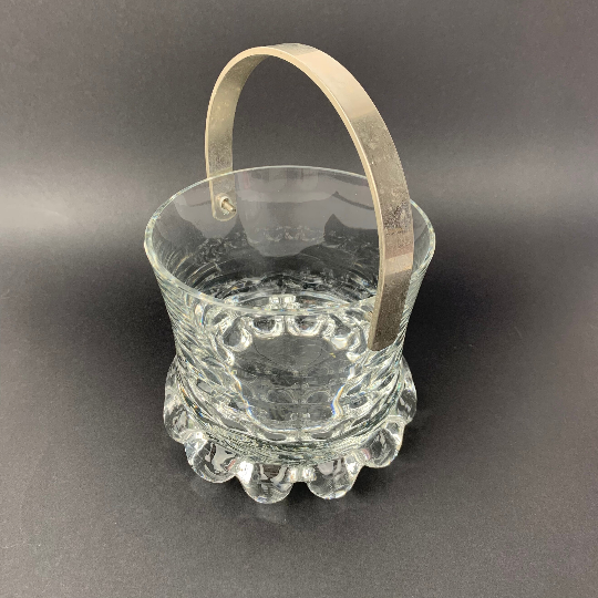 1970's Crystal Ice Bucket with silver handle