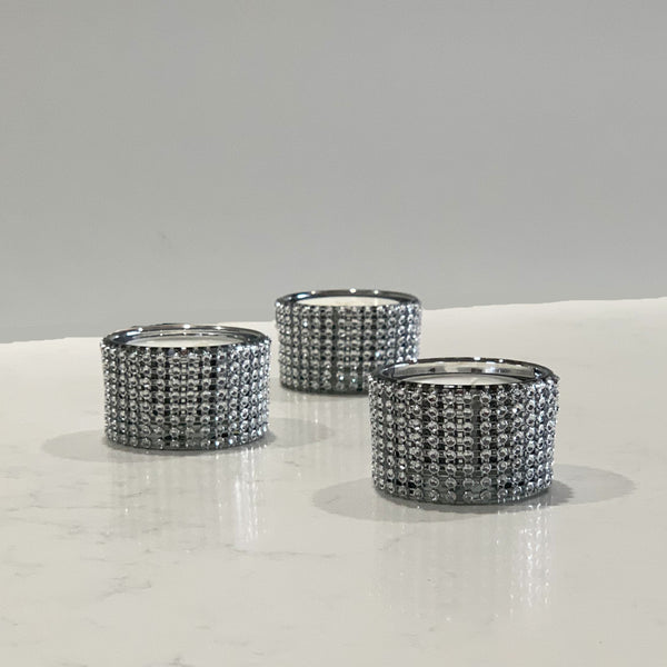 Set of 3 diamante tea light candle holders