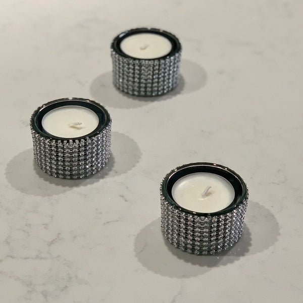 Diamante candle holders with tea light candles