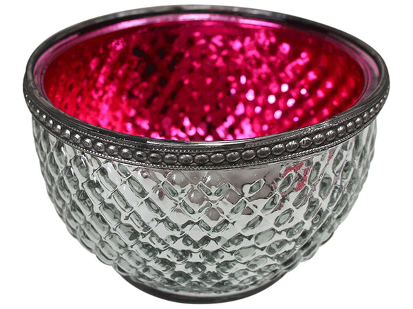 Bright pink and silver catchall bowl