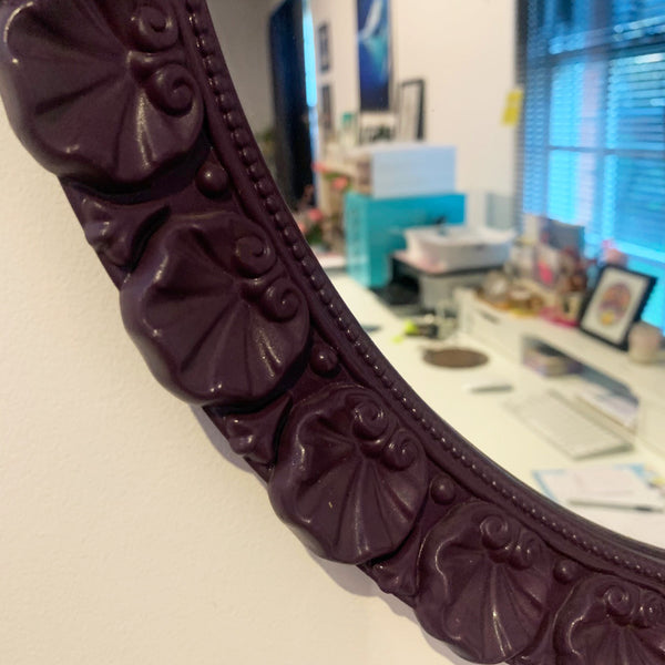 Carved Ornate Wall Mirror in Royal Purple