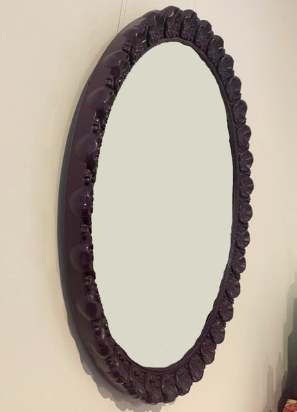 Carved Ornate Wall Mirror in Royal Purple