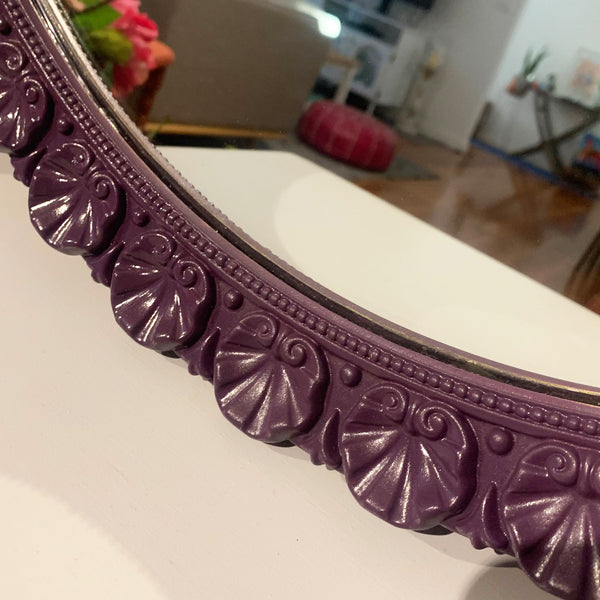 Carved Ornate Wall Mirror in Royal Purple