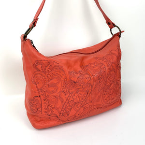 Vintage embroidered leather handbag