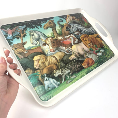 'All Creatures Great and Small' large melamine tray with handles